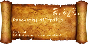 Rasovszky Árpád névjegykártya