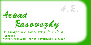 arpad rasovszky business card